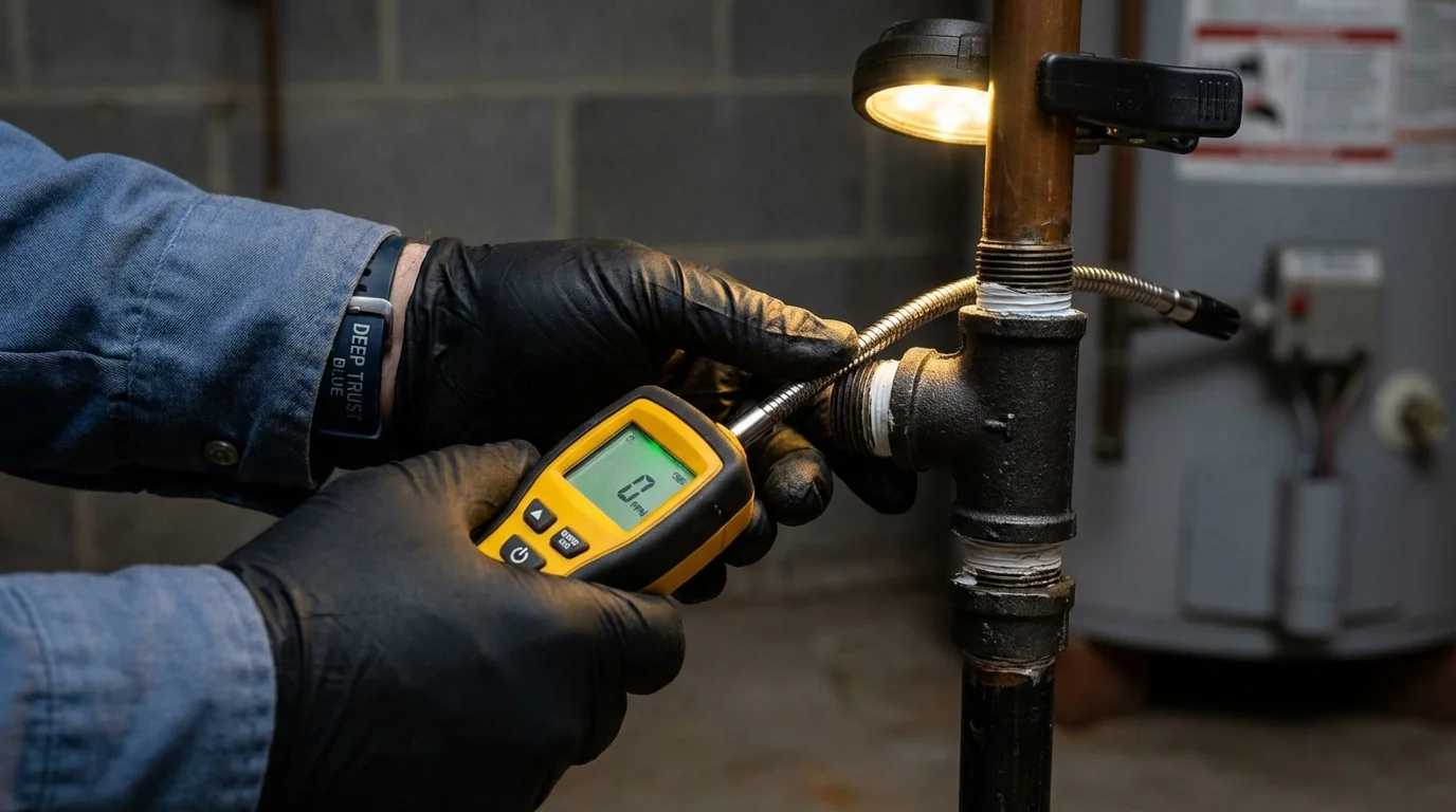 Gas leak detection with electronic sniffer by Johns Plumbing LLC in Colon