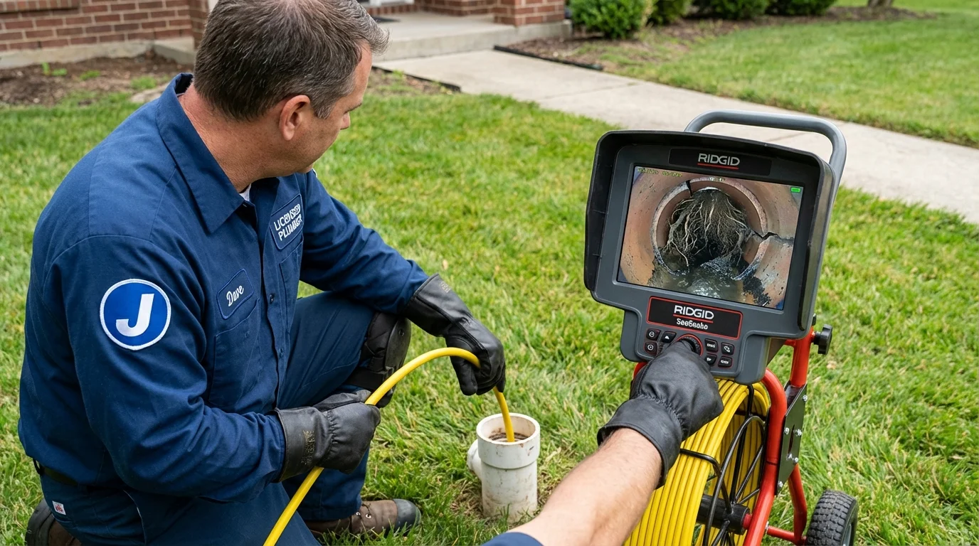 Sewer camera inspection being performed by Johns Plumbing LLC in Colon