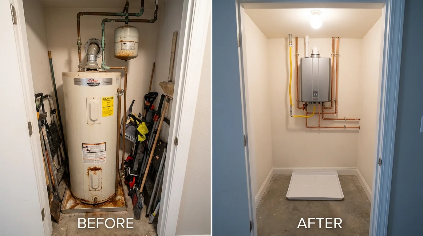 Tank water heater versus wall-mounted tankless unit comparison for Colon, MI homeowners
